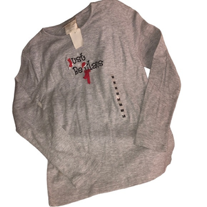M&C Sportswear Just BeClaus Christmas long sleeve gray top Medium holiday‎